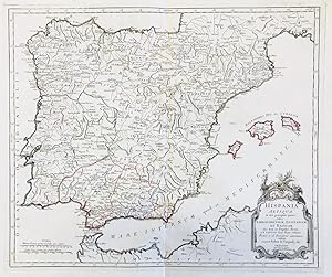 Bild des Verkufers fr Hispania Antiqua in tres praecipuas partes, scilicet Tarraconensem, Lusitaniam, Et Baeticam nec non in Populos divisa" - Espana Spain Spanien Espagne Portugal mapa grabado zum Verkauf von Antiquariat Steffen Vlkel GmbH