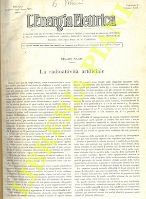 L'energia elettrica. 1936. Ufficiale per gli Atti dell'ANIEL.