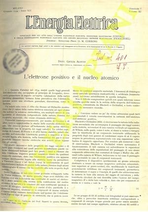 L'energia elettrica. 1934. Ufficiale per gli Atti dell'ANIEL.