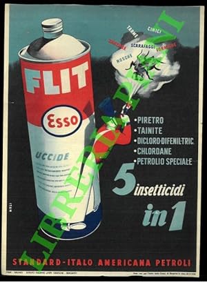 Flit Esso. 5 insetticidi in 1. Standard Italo Americana Petroli.