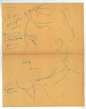 Image du vendeur pour Original drawing with autograph dedication signed ("Picasso"). mis en vente par Antiquariat INLIBRIS Gilhofer Nfg. GmbH