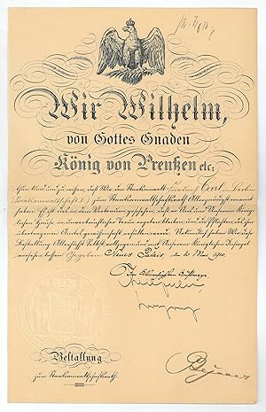 Bestallungsurkunde mit eigenh. U. ("Wilhelm Kronprinz").