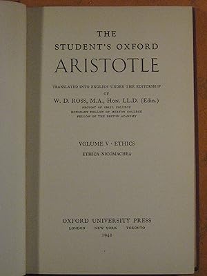 Seller image for Student's Oxford Aristotle: Volume V: Ethics : Ethica Nicomachea for sale by Pistil Books Online, IOBA
