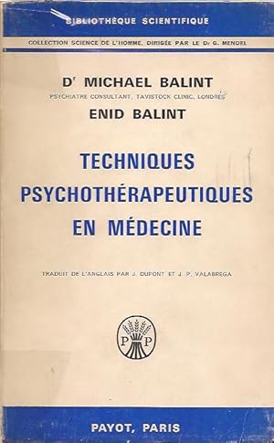Immagine del venditore per Techniques psychothrapeutiques en mdecine, venduto da L'Odeur du Book