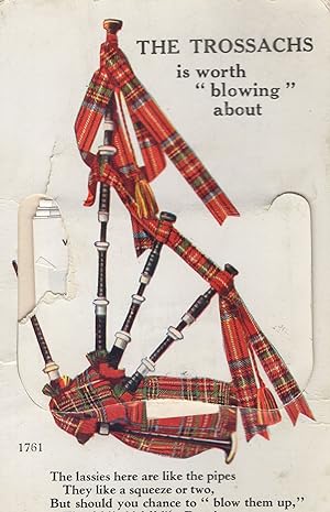The Trossachs Bagpipes Mailing Novelty Scottish Old Postcard
