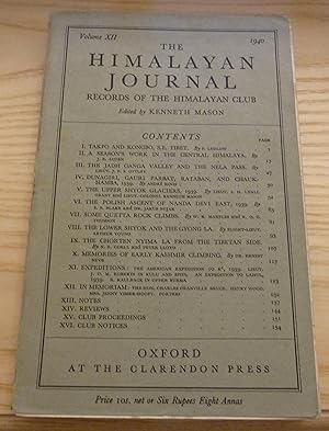 The Himalayan Journal/ Records of the Himalayan Club. Volume XII. 1940