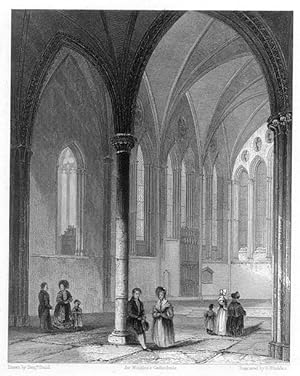HEREFORD CATHEDRAL THE LADY CHAPEL 1851 STEEL ENGRAVING ARCHITECTURE RARE ANTIQUE PRINT