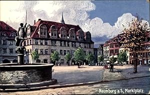 Künstler Ansichtskarte / Postkarte Naumburg an der Saale, Partie auf dem Marktplatz