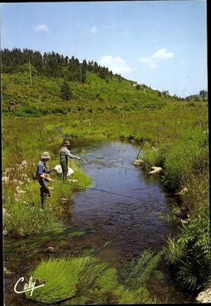 Image du vendeur pour Ansichtskarte / Postkarte Un joli coin de peche a la truite, Mnner beim Angeln, Fluss mis en vente par akpool GmbH