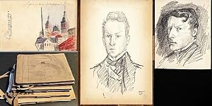 Croquis. (Six carnets de croquis originaux avec dessins. 1894-1912).