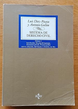 Sistema de derecho civil. I. Introducción. Derecho de la persona. Autono,ía privada. Persona juri...