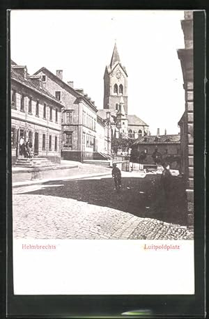 Relief-Ansichtskarte Helmbrechts, Luitpoldplatz mit Blick zur Kirche