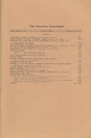 American Genealogist October 1969 Volume 45, No. 42 Whole Number 180