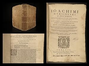 Image du vendeur pour Ioachimi Mynsingeri a Frundek, iureconsulti clarissimi Apotelesma, siue corpus perfectum scoliorum ad quatuor libros Institutionum iuris ciuilis. Iam denuo, sed multo faelicius quam antea, impressum mis en vente par Schilb Antiquarian