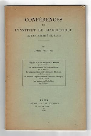 Imagen del vendedor de Conferences de l'Institut de Linguistique de l'Universite de Paris. Vol VIII a la venta por Rulon-Miller Books (ABAA / ILAB)