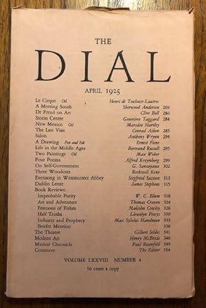 Seller image for THE DIAL. Volume LXXVIII, Number 4. April 1925 for sale by Lost Horizon Bookstore