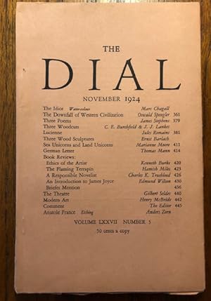 Imagen del vendedor de THE DIAL. Volume LXXVII, Number 5. November, 1924 a la venta por Lost Horizon Bookstore