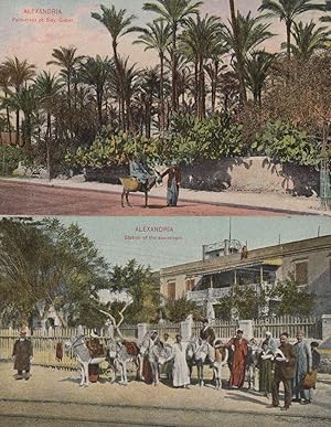 Alexandria Egypt Station 2x Old Postcard s