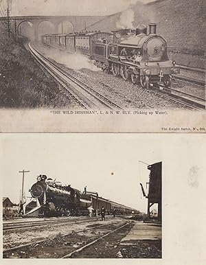 LN&W Wild Irishman Train Picking Up Water Old Railway 2x Postcard