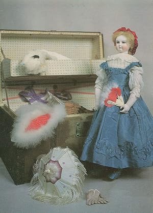 French Fashion Doll in Victorian Antique 1870 Toy Box Postcard