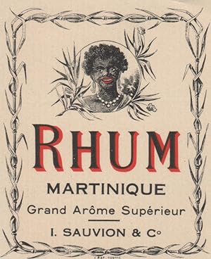 "RHUM MARTINIQUE / I. SAUVION & C° Cognac" Etiquette litho originale (années 30)