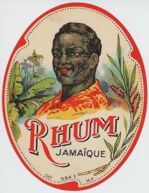 "RHUM JAMAÏQUE" Etiquette-chromo originale (vers 1900)