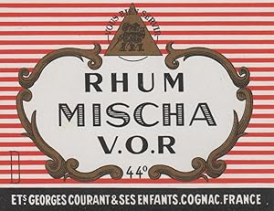 "RHUM MISCHA / Georges COURANT & ses Enfants Cognac" Etiquette litho originale (années 30)