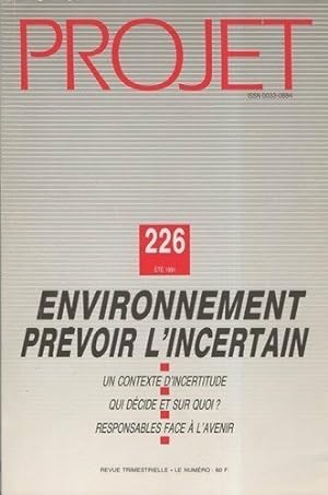 Projet n°226 : Environnement prévoir l'incertain - Collectif