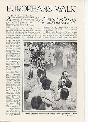 Seller image for Europeans Walk Through Fire; a firewalking ceremony at the Umbilo Hindu Temple in Durban. This is an uncommon original article from the Wide World Magazine, 1928. for sale by Cosmo Books