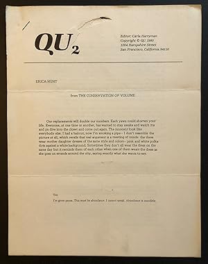 Seller image for QU 2 (1980) - Erica Hunt Issue for sale by Philip Smith, Bookseller