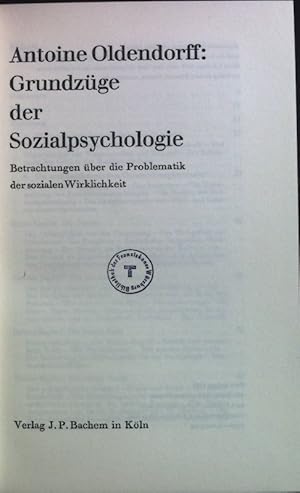 Seller image for Grundzge der Sozialpsychologie: Betrachtungen ber die Problematik der sozialen Wirklichkeit. for sale by books4less (Versandantiquariat Petra Gros GmbH & Co. KG)