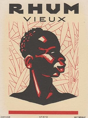 "RHUM VIEUX / WETTERWALD" Etiquette litho originale (années 30)