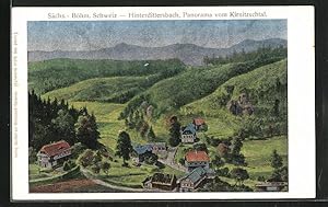 Luna-Ansichtskarte Hinterdittersbach, Panorama vom Kirnitzschtal