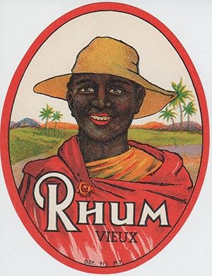 "RHUM VIEUX" Etiquette offset originale (années 50)