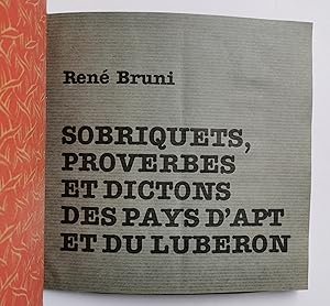 SOBRIQUETS, PROVERBES et DICTONS des pays d'APT et du LUBERON