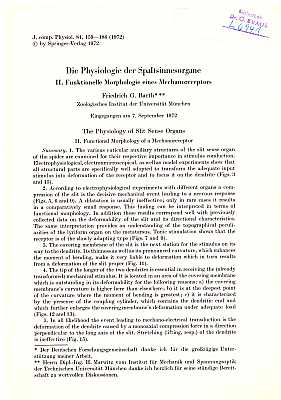 Seller image for Die Physiologie der Spaltsinnesorgane. II. Funktionelle Morphologie eines Mechanoreceptors for sale by ConchBooks