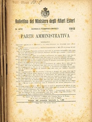 Bild des Verkufers fr Bollettino del ministero degli affari esteri. Anno 1918 Parte amministrativa zum Verkauf von Biblioteca di Babele