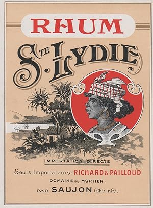 "RHUM Ste LYDIE / RICHARD & PAILLOUD Saujon" Etiquette litho originale (années 30)