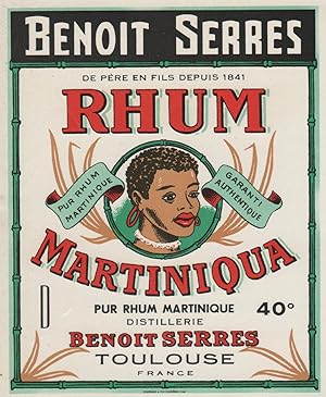 "RHUM MARTINIQUA / Benoit SERRES Toulouse" Etiquette litho originale (années 30)