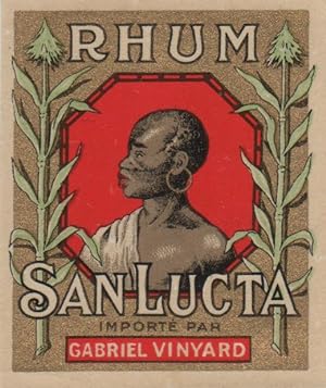 "RHUM SAN LUCTA / Importé Gabriel VINYARD" Etiquette-chromo originale (vers 1900)