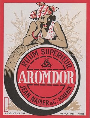 "RHUM SUPÉRIEUR AROMDOR/ Jean NAPIER & C° Bordeaux" Étiquette litho originale (années 30)