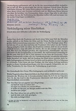Seller image for Verkndigung seiner Herrlichkeit. - aus: Paulus. for sale by books4less (Versandantiquariat Petra Gros GmbH & Co. KG)