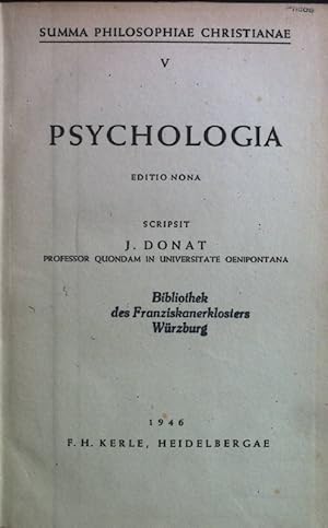 Imagen del vendedor de Psychologia. Summa Philosophiae Christianae, V. a la venta por books4less (Versandantiquariat Petra Gros GmbH & Co. KG)