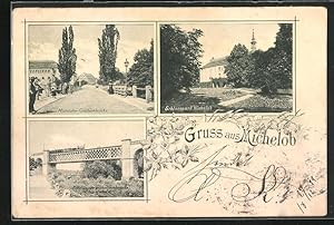 Ansichtskarte Michelob, Goldbachbrücke, Schlosspark, Eisenbahnbrücke