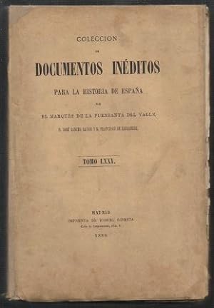 Bild des Verkufers fr COLECCIN DE DOCUMENTOS INEDITOS PARA LA HISTORIA DE ESPAA TOMO LXXV zum Verkauf von Librera Raimundo