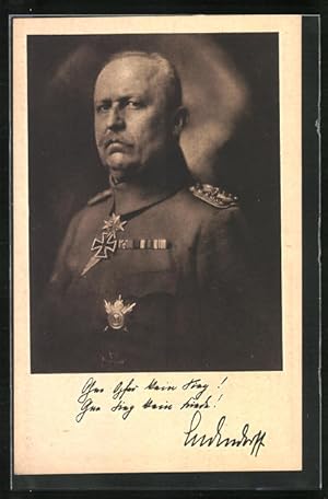 Ansichtskarte Erich Ludendorff in Uniform mit Auszeichnungen