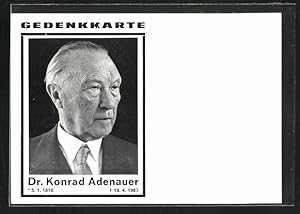 Bild des Verkufers fr Ansichtskarte Gedenk-Karte zum Tode von Dr. Konrad Adenauer 1967 zum Verkauf von Bartko-Reher