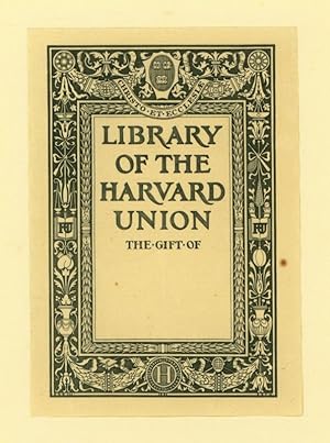 Bild des Verkufers fr Bookplate Library of the Harvard Union. "The Gift of" exlibris. zum Verkauf von Stader Kunst-Buch-Kabinett ILAB