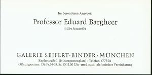 Bild des Verkufers fr Werbekarte: Professor Eduard Bargheer, frhe Aquarelle. Galerie Seifert-Binder, Keplerstrae 1, Mnchen; zum Verkauf von Stader Kunst-Buch-Kabinett ILAB