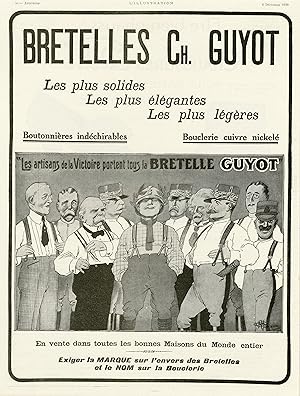 "BRETELLES Ch. GUYOT" Annonce originale entoilée parue dans L'ILLUSTRATION du 4/12/1920 et illust...